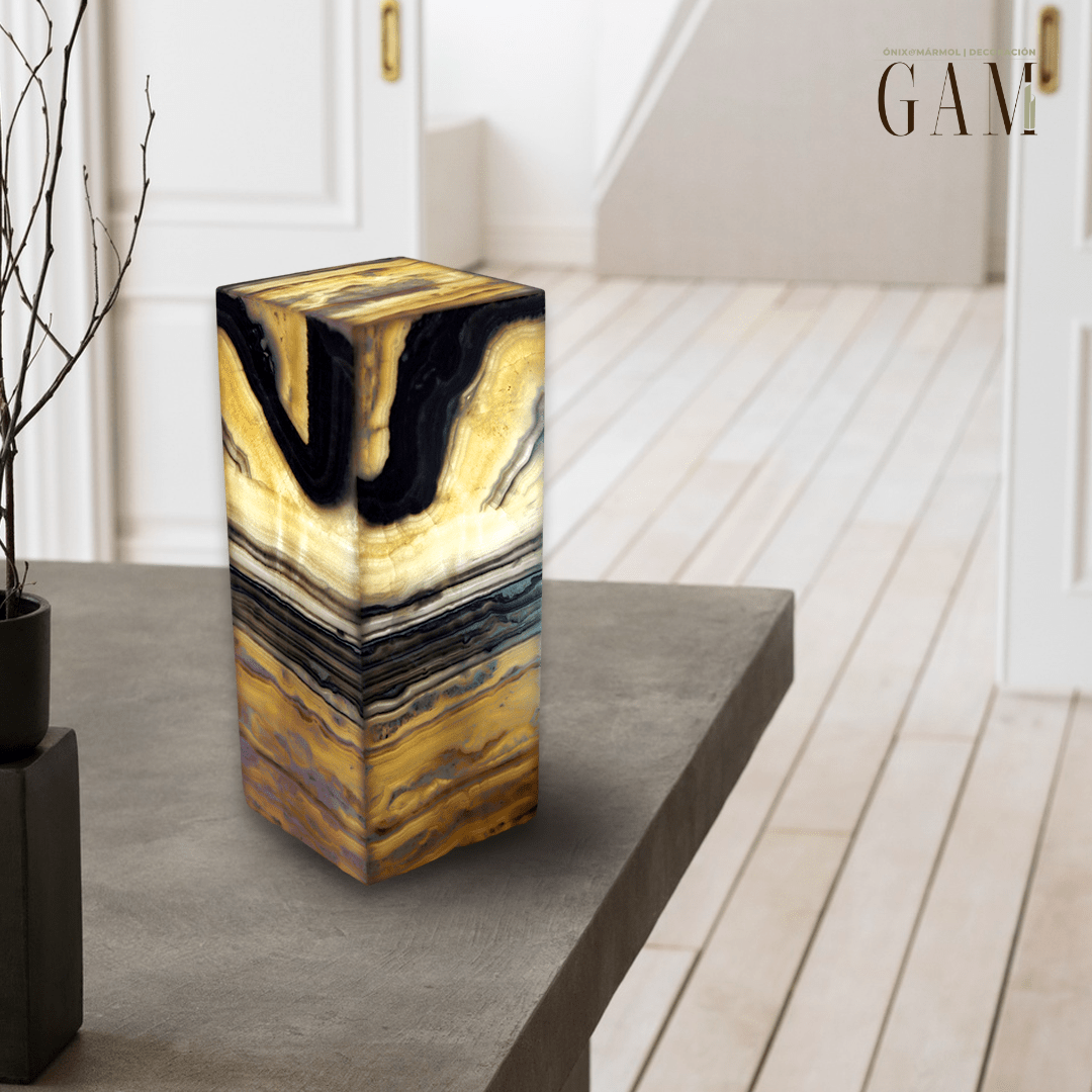 lamparas de onix zebra en forma rectangular