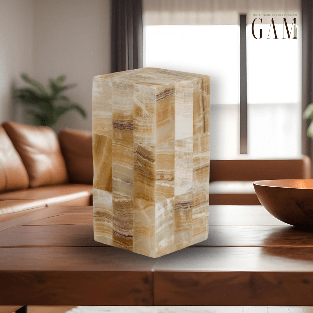 lamparas de onix ambar en forma rectangular